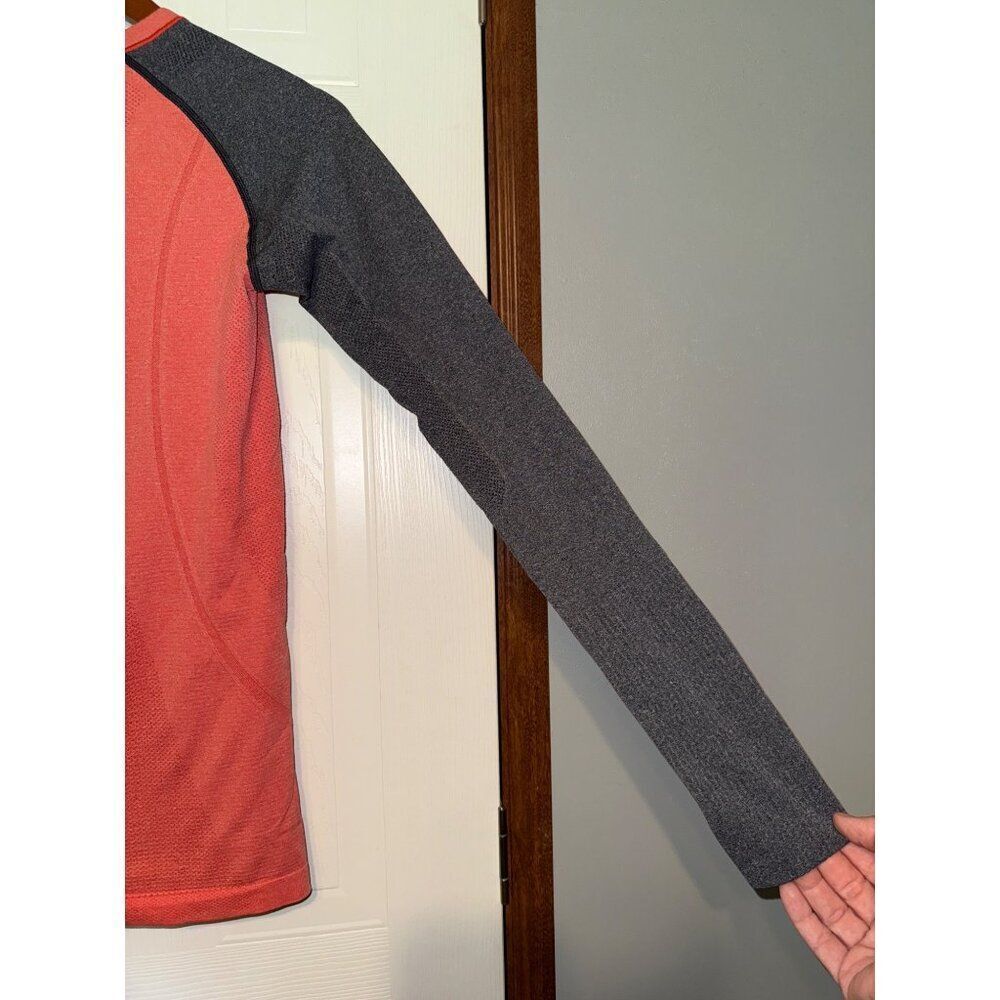 Lululemon Run Swiftly Tech Orange Gray Heather Long Sleeve Shirt Size 6 - Picture 11 of 12